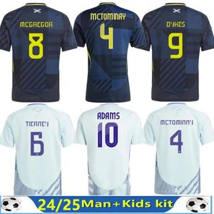 2024 Escócia Camisa de Futebol Euro Cup ScoTTish 24/25 National Team Soccer Jerseys Kids Kit Set Home Azul Marinho Away Branco 150 Anos Aniversário Especial ROBERTSON DYKES