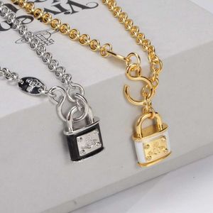 Necklace Designer Viviennes Westwoods Luxury Hip Hop Jewlery High Quality Resin Lock Chain Necklace High Version