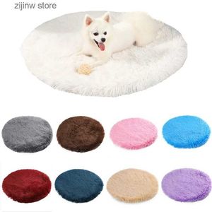 kennels pens Round dog mattress pet bed used for dogs cats fluffy pet mats for puppies teddies soft and warm cat baskets dog accessories Y240322