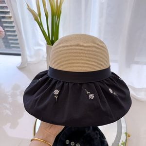 Strohhüte für Damen, Designer-Stickerei-Blumenhüte, modische Strandhüte, Schleife-Design, Chapeau für Reisen