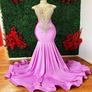 Ebi Arabic Mermaid Aso Lilac Prom Dresses Beaded Crystals Sexy Evening Formal Party Second Reception Birthday Engagement Gowns Dress ZJ