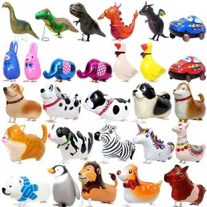 Walking Animal Helium Cute Cat Dog Dinosaur Foil Balloon Birthday Party Decorations Kids Baby Shower Gift Toy Air Globos GG