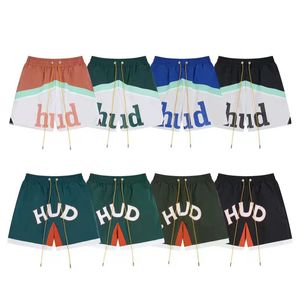 Summer designer men's new Rhu color contrast patchwork letter print drawstring shorts High street loose quick-drying sports casual pantsS-XL
