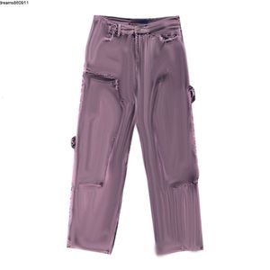 Мужские фиолетовые джинсы, классические дизайнерские брюки Nigo с кисточками из потертого денима, облегающие брюки {категория}