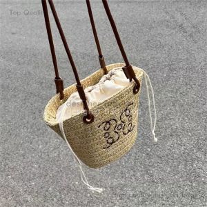 Saco de designer sacola balde de grama para as mulheres 2023 nova praia tecido commuter um ombro sacola bolsa