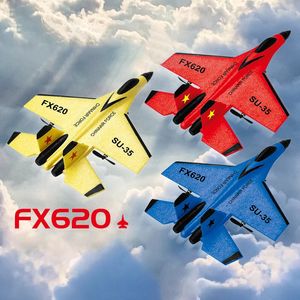 SU 35 RC AIRPLANE PLANE -flygplan med LED -lampor 2.4G Remote Control Flying Model Epp Foam Toys for Boy Kid Gift 240318