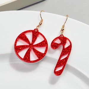 Dangle Earrings Christmas Gift Red Glitter Cane Colored Ball Acrylic For Women Xmas Asymmetric Candy Earring Cute Jewelry