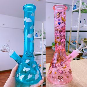 Bägare glasvatten bongs tjocka dabb riggar downstem percolater olje rigga hsah bong pipes shisha bubbler för rökning