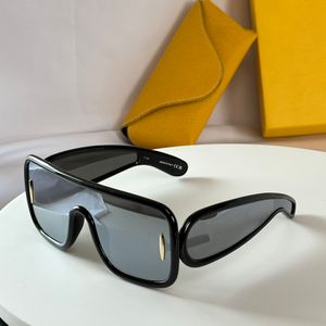 Wrap Mask Sonnenbrille Schwarz/Silber Spiegelgläser Herren Damen Sommersonnenbrille Lunettes de Soleil Brille Occhiali da sole UV400 Brillen