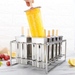 Popsicle Mold 304 Lody ze stali nierdzewnej z stojakiem uchwytu Lolly Homemade Frozen Maker 240307