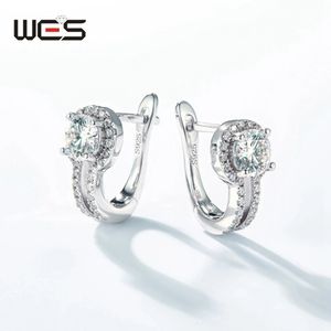 WES 925 Sterling Silver 09ct 55mm Stud Earrings for Woman Certified Sparkling Band Jewelry Wedding Valentine Gifts 240228