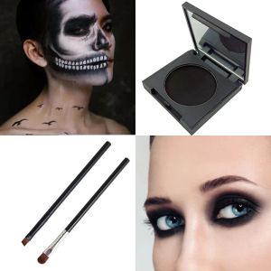 Shadow Black Eyeshadow Matte Single Smoky Ghost Clown Halloween Stage Cosmetics Waterproof Makeup Eyebrow Powder for Women Ge Brush