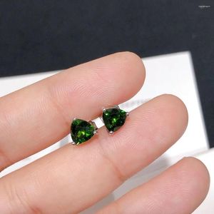 Stud Earrings BOEYCJR 925 Silver Trillion Cut 6x6mm Natural Colorful Gemstone Diopside For Women Gift