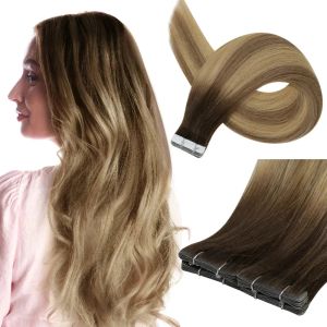 Estensioni Full Shine Virgin Iniezione Nastro in capelli umani ESTENIONI INVISIBILE Lega a mano in capelli Extension Adesivi naturale dei capelli umani