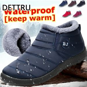 靴dettru men boots lightweight Winter Shoes for men Snow Boots Waterproof Winter Footwear Plus Size 47 Slip on Unisex Ankle Boots