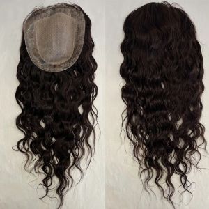 Toppers 6x6inch Silk Base Topper For Wome European Brown Color Loose Wave Virgin Human Hair Topper Breathable Hair Piece 2CM PU Around