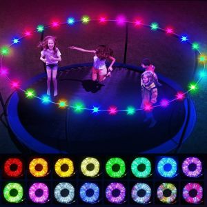 Party Favor 5V RGB16 Färg 12m 100 LED TRAMPOLINE LIGHT LED Vattentät batterilåda Utomhus Barntrampolin Atmosphere Light Game Circle