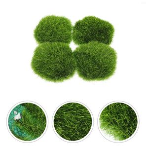 Decorative Flowers 4 Pcs Artificial Moss Green For Crafts Plant Ornament Potted Plants Indoor Fake