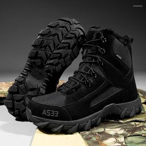 Sapatos de caminhada Fujeak Botas de neve quentes deserto combate tático militar plus size algodão masculino trabalho ao ar livre forças especiais