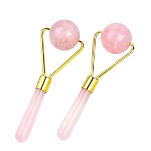 Mini Crystal Rose Quartz Face Massage Roller Natural Jade Stone Ansiktslyftande hälsa Eye Beauty Skin Skin Care Tool Rodillo de Masaje Facial de Cuarzo