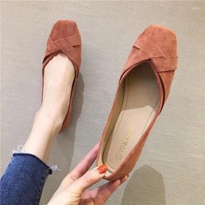 Casual Shoes 2024 Spring Korean Version Of Fashion All Square Head Shallow Mouth Soft Sole Large Size Flat Work Bean Women's