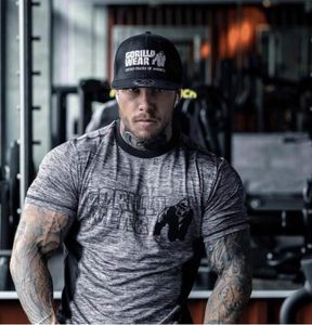 Sommar ny mode fitness shortsleeved tshirt manlig polyester stretch smal gorilla bär gym fitness utomhus sport tshirt t2001893995