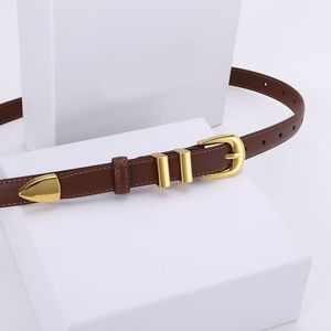 2024 square round buckle belts mens retro thin desinger belt leather classic womens accessories plating gold waistband high quality casual fa0108 E4