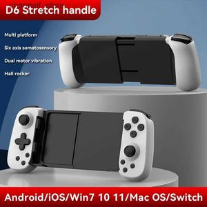 Controladores de jogo Joysticks D6 Wireless Gamepad Stretching Extensível Gaming Controller Bluetooth Handle Pad para telefone Android Gamepad Game AccessoiresY240322