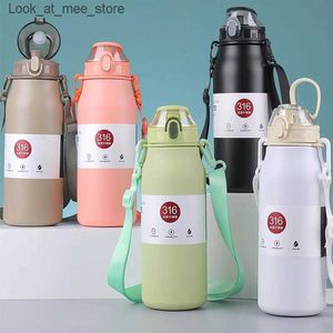 머그잔 800ml/1000ml 대용량 온수 뜨거운 물병 스테인리스 스틸 독립 차 유리 컵 Q240322