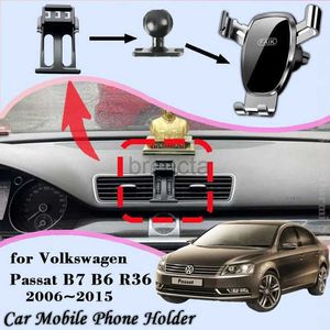 Mobiltelefoner Holder Holder Auto Mobile Cell Stand för Volkswagen VW Passat B7 B6 R36 2006 ~ 2015 Car Mount Air Vent Phone Bracket Gravity Holder Accessories 240322