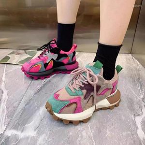Casual Shoes 2024 Autumn Fashion Women's Mixed Color Woman Vulcanize Sneakers Lace-up Modern Sport Outdoors Ladies
