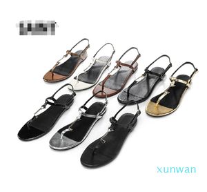 women flat sandals Slippers cassan Dress Shoes designer patent leather Gold Tone triple black nuede red womens lady fashion sandals Party Wedding Office