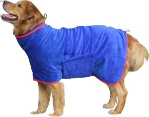 Towels ATUBAN Dog Drying CoatFast Drying Dog Towel RobeAdjustable Collar&Belly Strap Fast Drying Coat Pet Dog Cat Bath Robe Towel