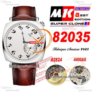 American 1921 82035 A4400 Mens Mens Watch MKF 40mm Steel Case Dial White Brown Leather Strap Super Edition Wathes Puretimewatch Reloj Hombre Montre Hommes PTVC