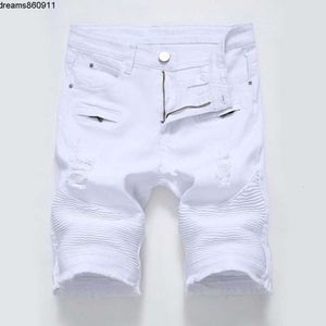 Mens Jeans Shorts Biker Short Pants Skinny Slim Ripped Hole Denim Men Designer Summer Hight Quality {category}