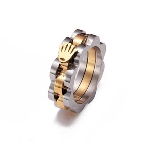 Band Rings Band Rings Style Steel Gold Color Crown Chain Ring Hip Hop Speedometer Stainless Man Rock Rap Party Jewellery 221114 New 2024