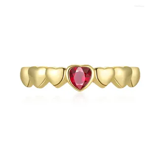 Küme halkaları Springlady sonsuzluk 18k altın kaplama 925 STERLING Gümüş 4mm Kalp Oluşturulan Ruby Elmas Nişan Yüzüğü Kadınlar için Güzel Takı