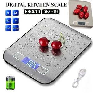 Household Scales LCD 5kg/10kg Display Digital Kitchen Electronic Scale Stainless Steel Panel Portable Multifunction Weighing Baking Tools 240322