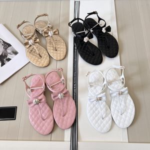 Tasarımcı Lüks Camellia Sandallar Kristal Rhinestone 2c Logo Bale Daireler Kadın Tek Ayakkabı Mençeleri Terlik Sandal Orijinal Deri Kuzu Hal Güzenli Ayakkabılar Flip Flops