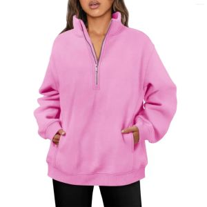 Women's Hoodies Women Half Zip Oversized Sweatshirts Long Sleeve Drop Shoulder Fleece Workout Pullover Y2K Clothes