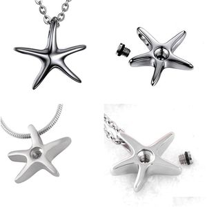 Pendant Necklaces Starfish Cremation Urn Stainless Steel Pet Memory Necklace Jewelry Ash Star Fish Keepsake For Ashes Drop Delivery Pe Dhswz