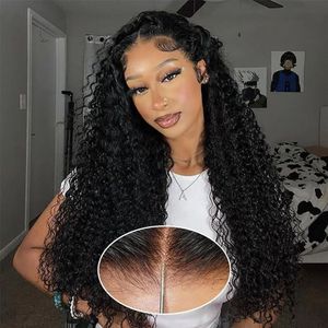 Glueless Deep Wave Frontal Wig 5x5 6x4 HD Lace Closure Wig Pre Plucked Hairline Pre Cut Curly Human Hair Wigs