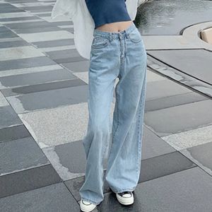 Autumn Spring Jeans Women Denim Pants Vintage Straight Byxor Fashion Female White Black Solid Loose Wide Leg 240307
