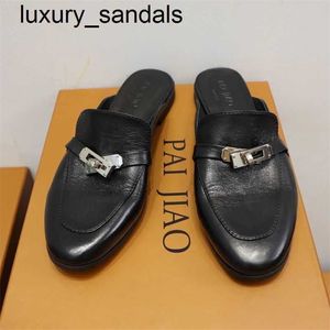 Oz Mules Shoes Fur Wool Genuine Leather French haute couture Mauler women Europe with a bag and family buckle 920-1