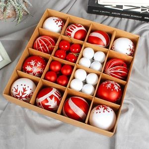 Party Decoration 44psc Christmas 3/6cm Decorative Ball Gift Box Set Creative Painted Tree Hanging Pendant