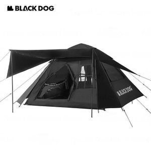 Tält och skydd Naturehike Blackdog Waterproof Camping One-Touch Tent Travel 3 ~ 4 People Four Seasons 150d Polyester Oxford Cloth Vinyl Tent 240322