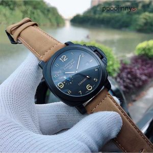 남자 Paneraiss 시계 기계식 Paneraiss Luminor Sapphire Mirror 47mm 13mm 수입 가죽 시계 대역 브랜드 이탈리아 스포츠 손목 시계 J3UP