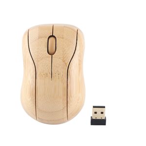 マウス2.4Gワイヤレスマウス1200DPI竹の木製コンピューターマウスとUSBレシーバープラグとゲームオフィス用のプレイPCラップトップアクセサリー