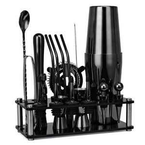 Strumenti Bar 20 Pz/set Kit Barman Cocktail Shaker Set con Supporto in Acrilico per Bevande Miste Martini Home Bar Attrezzo da Cucina 240322