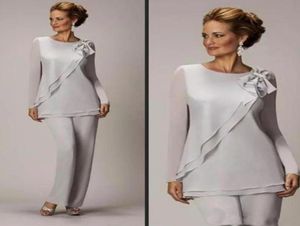 2019 İki Parçası Gelin Pantolonun Annesi Düğünler İçin Takım Elbise Mother039s Damat Pantolonlar Uzun Kollu Anneler Resmi Dress3307730